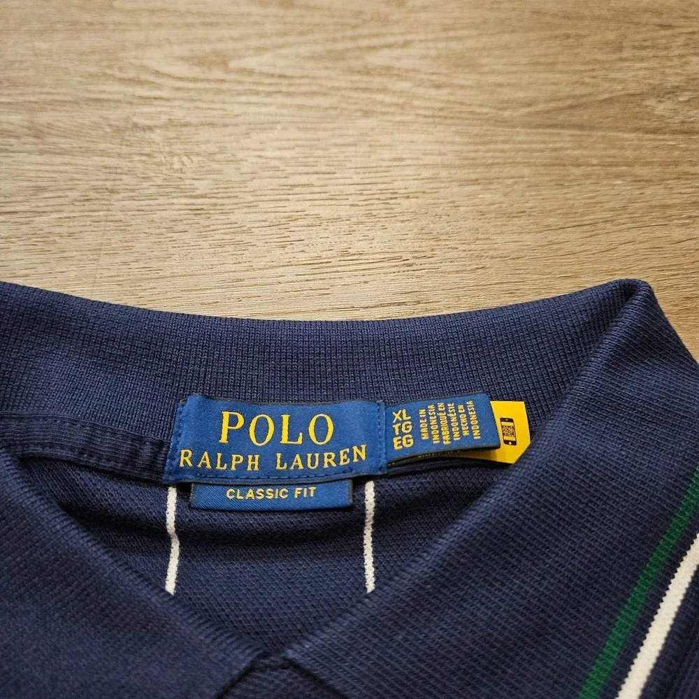 NWT Polo Ralph Lauren Classic Fit Mesh Polo Shirt Tennis Stripe Men's XL